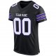 Women's Custom Black White-Purple Mesh Authentic Football Jersey