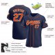 Men's Custom Navy Orange-White Authentic Baseball Jersey